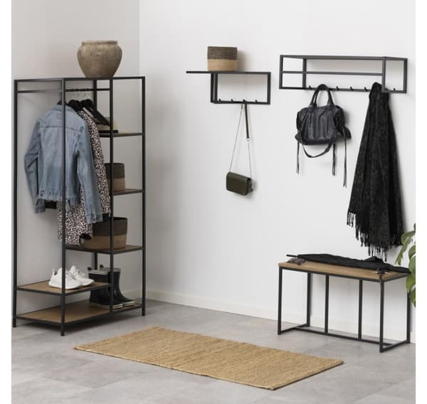 Vaateteline SEAFORD, 77x45xH165cm, villi tammi/musta