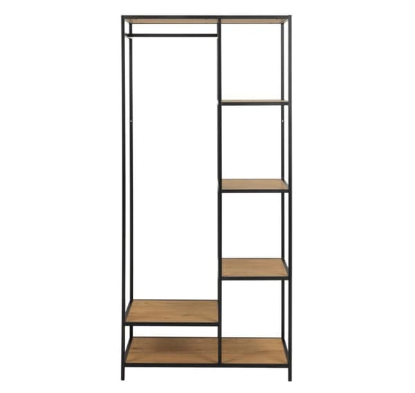Vaateteline SEAFORD, 77x45xH165cm, villi tammi/musta