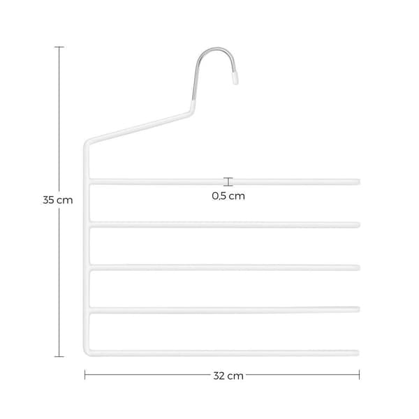 Rootz flera byxhängare - Set med 4 flera byxhängare - Hängare - Klädhängare - Klädhängare - Metall med PVC-beläggning - 32 x 0,5 x 35 cm