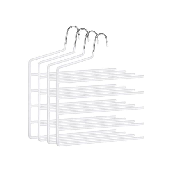 Rootz flera byxhängare - Set med 4 flera byxhängare - Hängare - Klädhängare - Klädhängare - Metall med PVC-beläggning - 32 x 0,5 x 35 cm