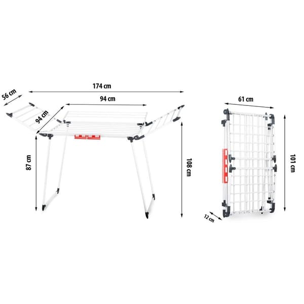 Tørrestativ - stående - foldbart - 22 meter