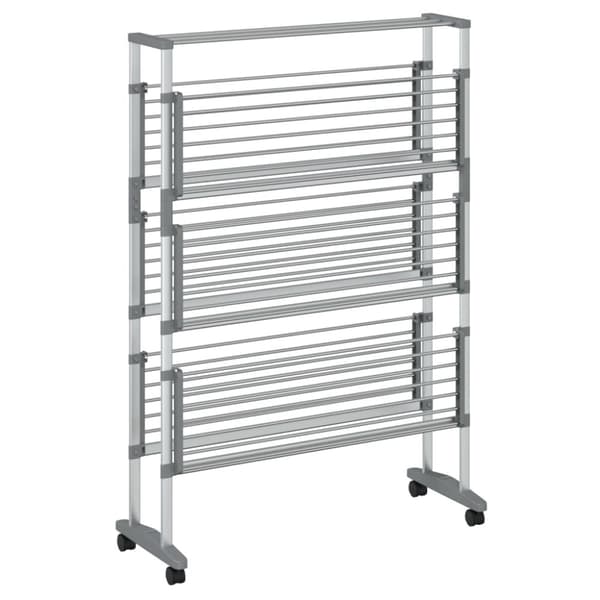 vidaXL Pyykinkuivausteline pyörillä 89x64x129 cm alumiini -  Pyykinkuivaustelineet
