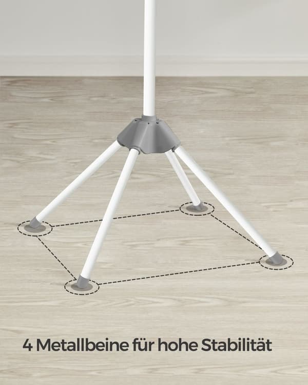 Rootz bærbart grå-hvidt vaskestativ - Vaskestativ - Tørrestativ - Rustfrit stål - Plastik - Letvægts - Kompakt - Nem at folde - 65 cm x 65 cm x 150 cm