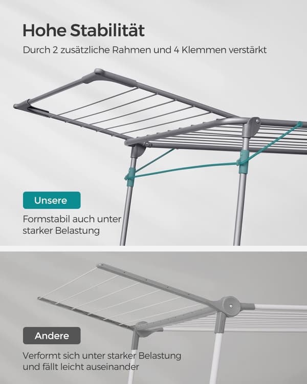 Rootz Grey Steel Camping Vaskestativ - Vasketøjsstativ - Tørrestativ - Stålramme - PP Plast - Foldeligt design - Letvægts - Nem montering - 56,5 cm x