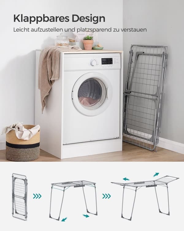 Rootz Grey Steel Camping Vaskestativ - Vasketøjsstativ - Tørrestativ - Stålramme - PP Plast - Foldeligt design - Letvægts - Nem montering - 56,5 cm x
