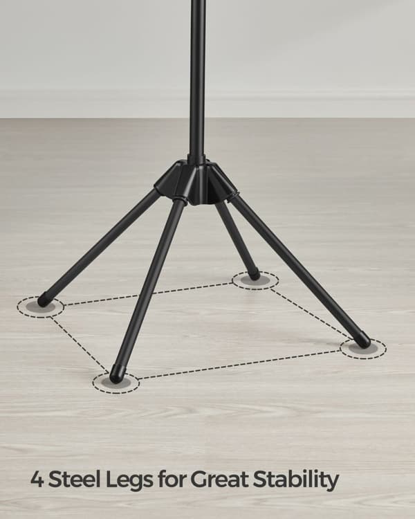 Rootz bærbart sort vaskestativ - Vaskestativ - Tørrestativ - Rustfrit stål - Plastik - Letvægts - Kompakt design - Nem montering - 65 cm x 65 cm x 150