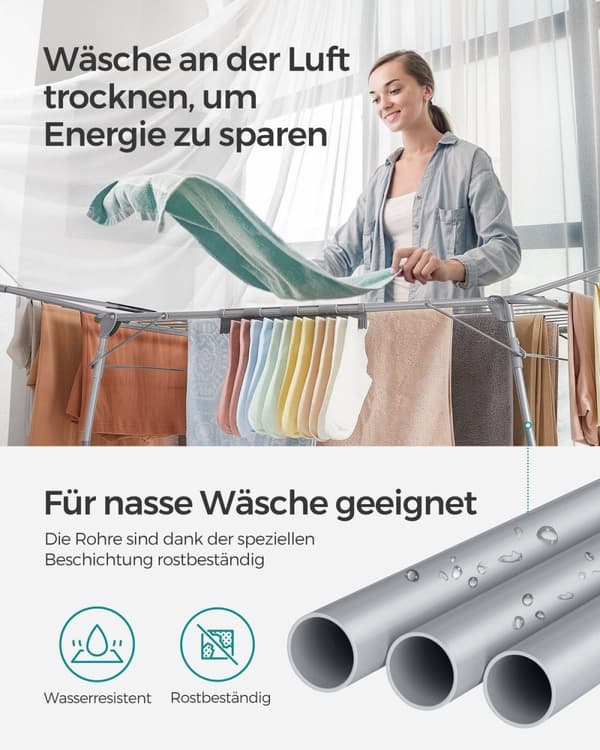 Rootz White Steel PP Plastic Vaskestativ - Vaskestativ - Tørrestativ - Robust konstruktion - Pladsbesparende - Nem montering - 56,5 cm x 173 cm x 96,5