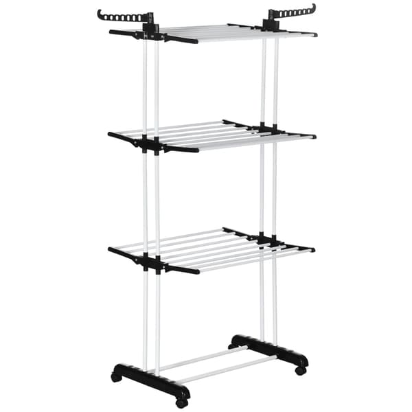 Rootz Airer - Tørrestativ - Vasketøjsstativ - Foldbart design - Høj belastningskapacitet - Mobilitet og stabilitet - 73 cm x 64 cm x 177 cm - Metalram