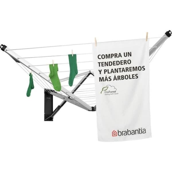 BRABANTIA - Wallfix - Torkställ - 24 m - Med lock - Metallic grå