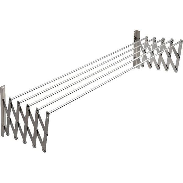 Vägghängd torkställning 150 cm i rostfri aluminium 5 barer - Torkförlängare