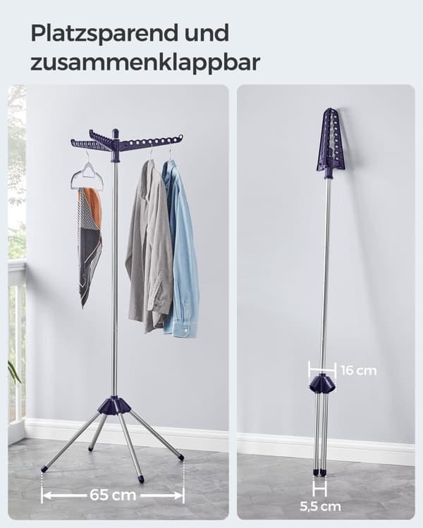 Tørringsstativ - med 3 roterende arme og 4 ben - Blauwver