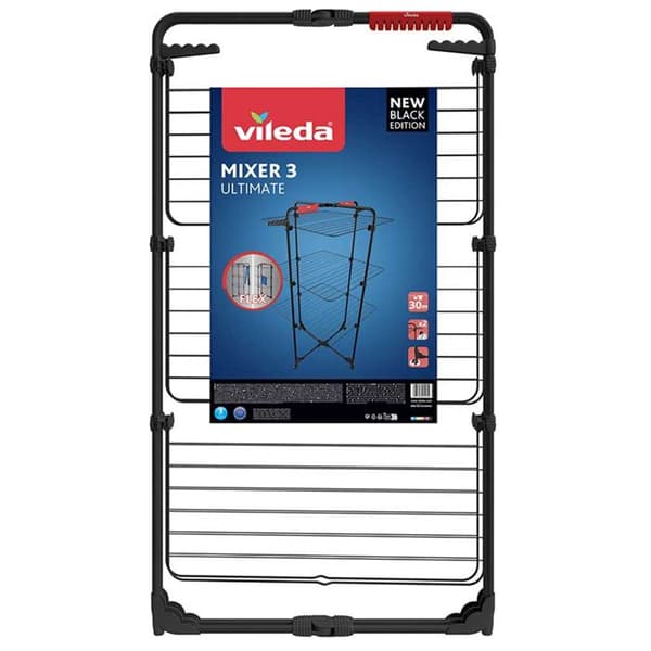Vileda Mixer 3 Ultimate torktumlare, vertikal torkställning, 30m torkyta, svart