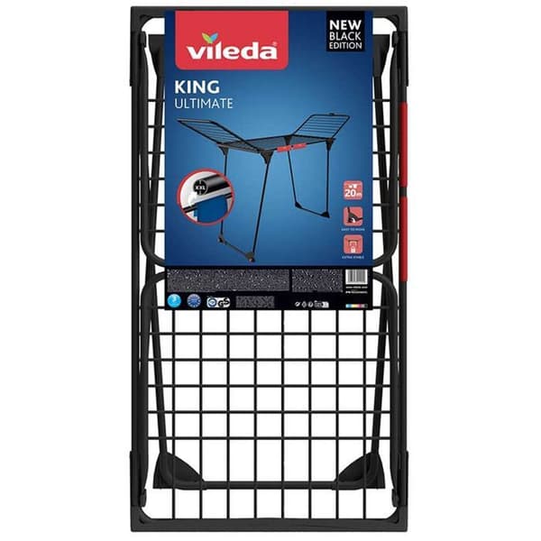 Vileda King Ultimate Tork, torkställ, 20 m torkyta, XXL-band, svart