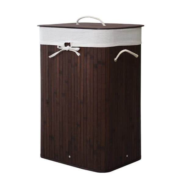Homestyle Pro rektangulær bambus vasketøjskurv 40x30x60 cm Brun/Hvid