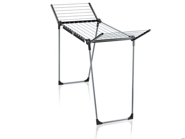 Tvättställ Leifheit Pegasus 150 Solid Slim Black 81690, tvättställ med 15 m torkyta, klädställ med 2 tillbehör, svart