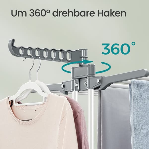 Tørringsstativ - sammenfoldeligt vaskestativ - 173 cm højt - rustfrit stål - grå