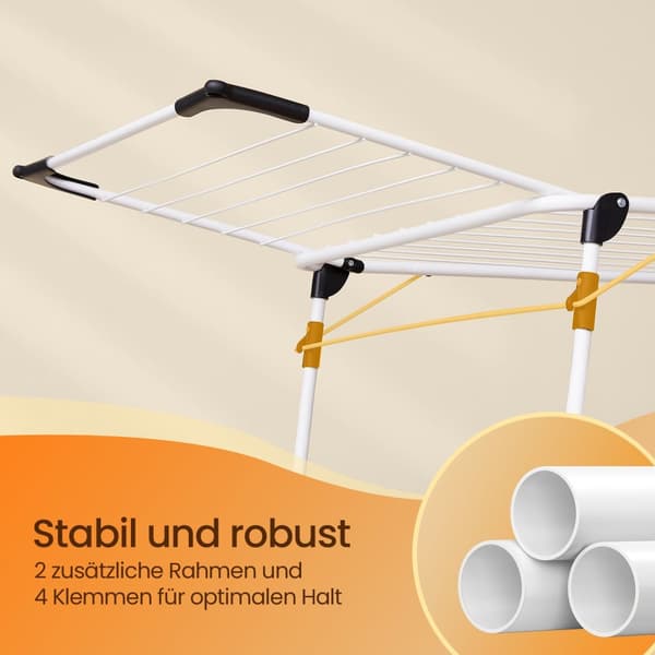Tøjstativ - sammenfoldelig vingtørrer, rumbesparende design