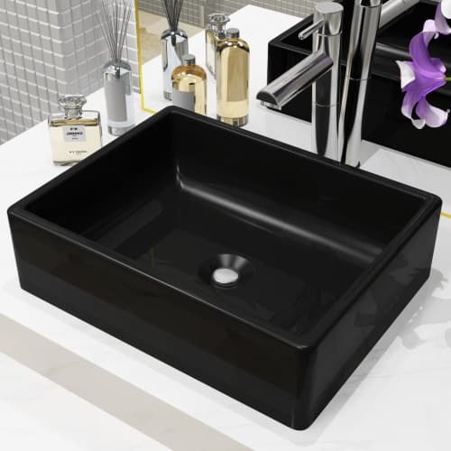Handfat keramik rektangulär svart 41x30x12 cm
