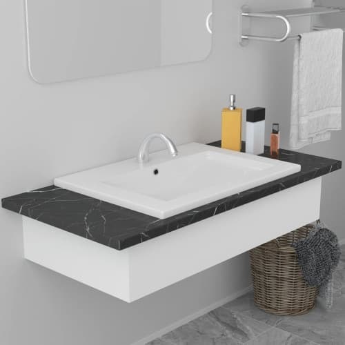 Inbyggt handfat 61x39,5x18,5 cm keramik vit