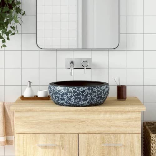 Handfat svart och blå rund Φ41x14 cm keramik