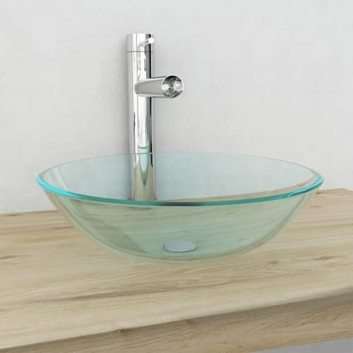 Handfat i härdat glas 42 cm transparent