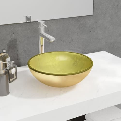 Handfat härdat glas 35x12 cm guld