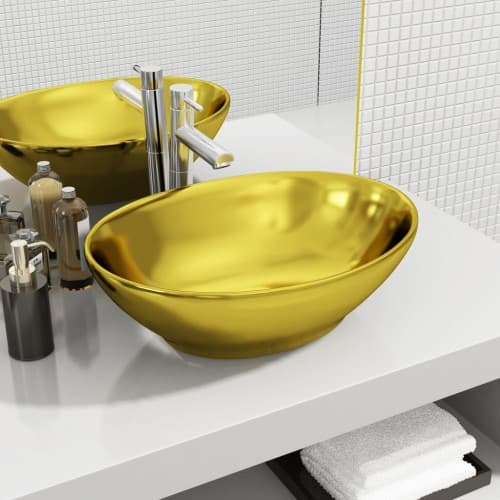 Handfat 40x33x13,5 cm keramik guld