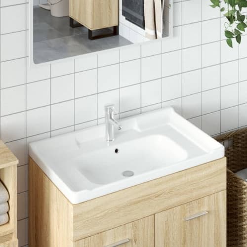 Handfat vit 81x48x23 cm rektangulärt keramik
