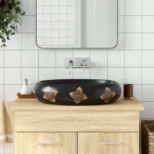 Handfat svart och blå oval 59x40x15 cm keramik