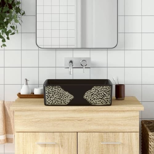 Handfat svart rektangulär 46x35,5x13 cm keramik