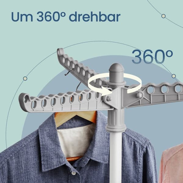 Droogrek, standdroger, 3 roterende armen voor kleerhangers