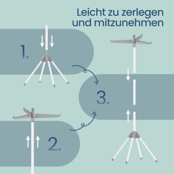 Droogrek, standdroger, 3 roterende armen voor kleerhangers