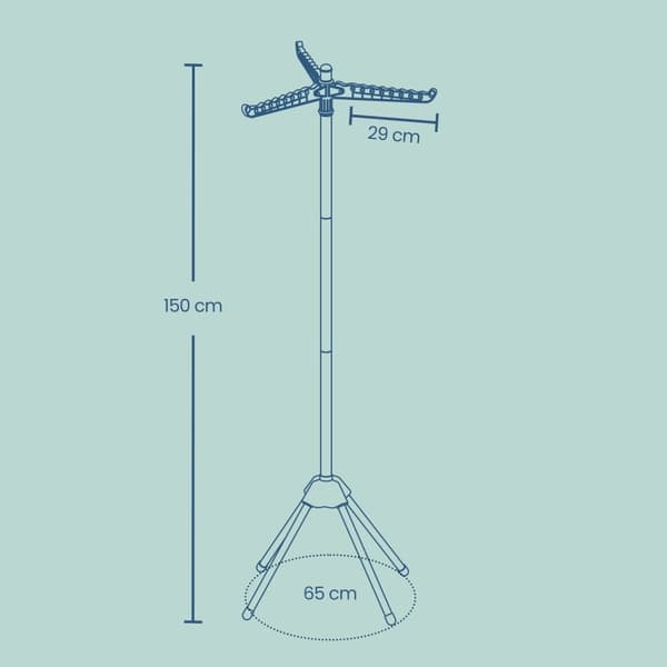 Droogrek, standdroger, 3 roterende armen voor kleerhangers