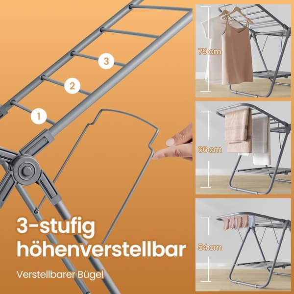 Kuivausrumpu, SONGMICS, 44x101x54 cm, Harmaa