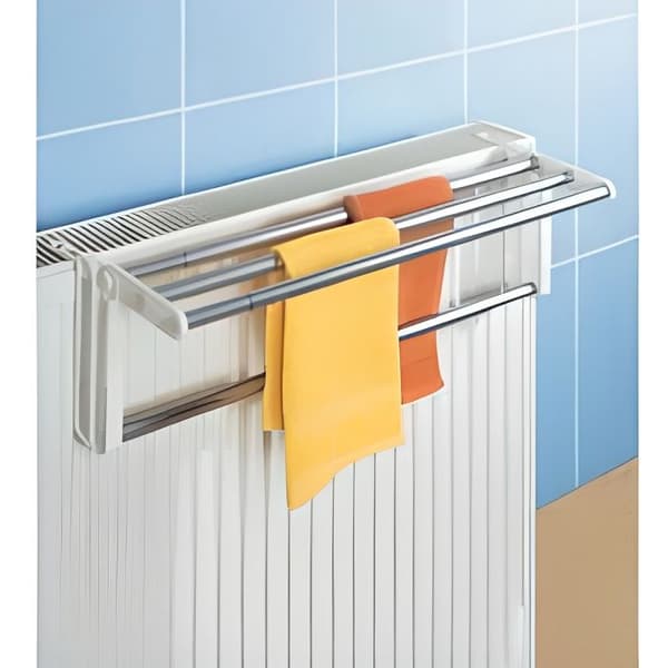 WENKO Utrymmesbesparande torkställning, hängande torkställning för tvätt, teleskopisk torkställning, aluminium, 58-108x18x20,5 cm, grå