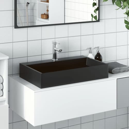 Handfat 60x38x11 cm mineralgjuten/marmor matt svart