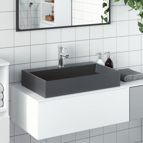 Handfat 60x38x11 cm mineralgjuten/marmor antracit