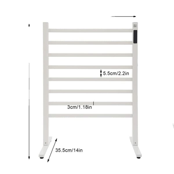 Elektrisk Håndklædetørrer, 180W Effekt, Temperaturinterval 45-65℃, Stående Design,HVID