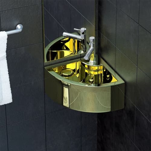 Handfat med bräddavlopp 45x32x12,5 cm keramik guld