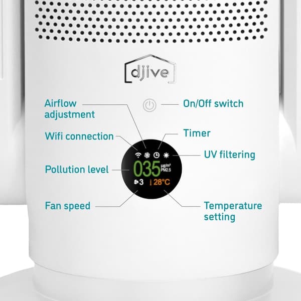djive ARC Heater 3in1 tuuletin, HEPA 14 ilmanpuhdistin ja lämmitin, valkoinen