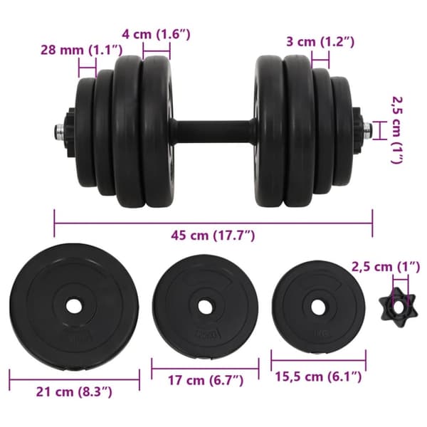 vidaXL 1 x Hantel 15kg