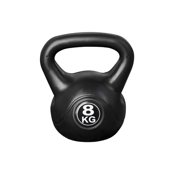 Kettlebell 8 kg - Plast - för inom- och utomhusbruk - Svart
