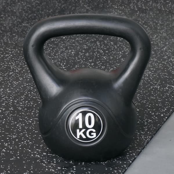 Kettlebell 10 kg - Plast - för inom- och utomhusbruk - Svart