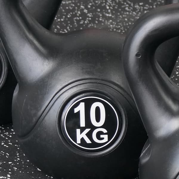 Kettlebell 10 kg - Plast - för inom- och utomhusbruk - Svart