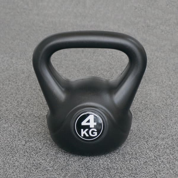 Kettlebell 4 kg - Plast - til inde og ude - Sort
