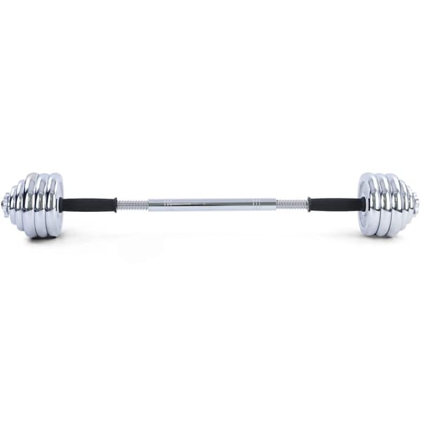 30 kg professionell hantel skivstångsset krom gjutjärn