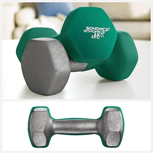 Songmics hantel, 2 x 4 kg neopren handvikter, vattentät, grön