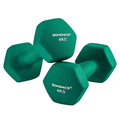 Songmics hantel, 2 x 4 kg neopren handvikter, vattentät, grön