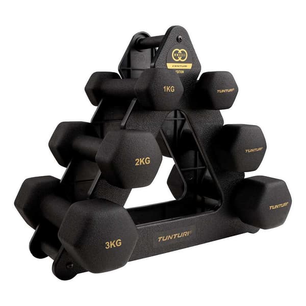 Tunturi Hantelset Med Stativ Centuri Neopren Svart 12 kg