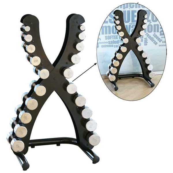 Softee 1-10kg Chromed Dumbbells Set And Rack Hopeinen 1-10 kg